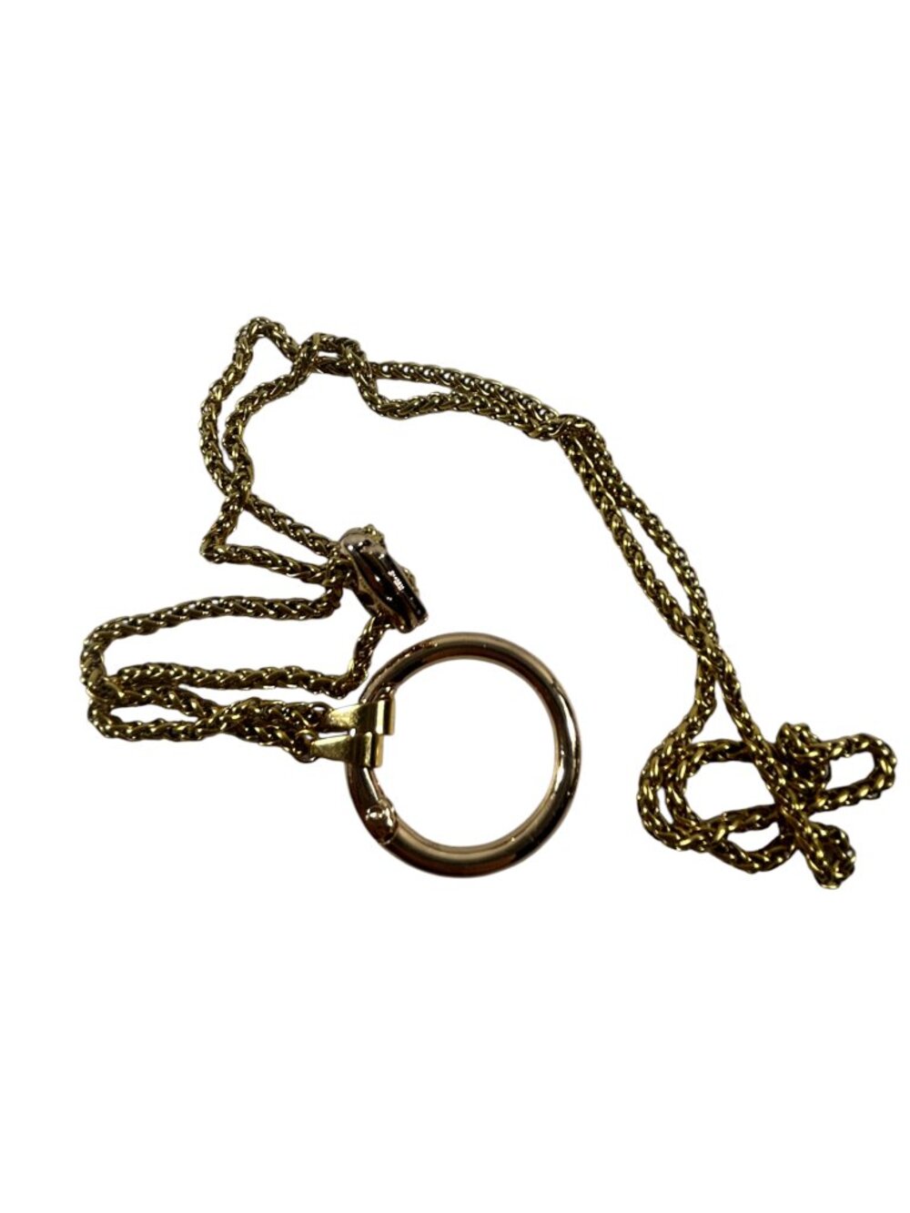 Gold Tone Charm Holder Lariat Necklace Opening Circle Pendant Adjustable - Picture 5 of 8